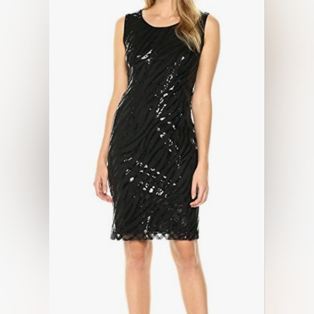 Kasper Black Sleeveless Sequin Midi Dress NWT Size 8 ❤️